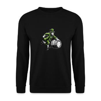 Barrel Pushing Leprechaun (Irish Leprechaun) - Unisex Sweatshirt - black - Front - Alina (178cm) & Michal (187cm)