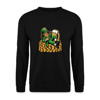 Relaxed Leprechaun (Irish Leprechaun) - Unisex Sweatshirt - black - Front - Alina (178cm) & Michal (187cm)