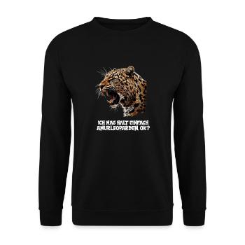 Amur Leopard Amurleoparden Amurleopard - Unisex Sweatshirt - black - Front - Alina (178cm) & Michal (187cm)