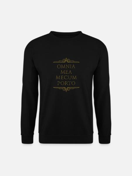 Omnia Mea Mecum Porto Lateinisch Römisch Cicero Philsoph - Unisex Pullover - Schwarz