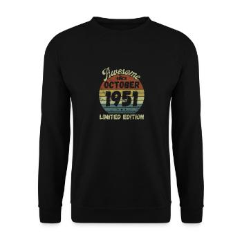 Awesome since October 1951 - Birthday - Unisex Sweatshirt - black - Front - Alina (178cm) & Michal (187cm)