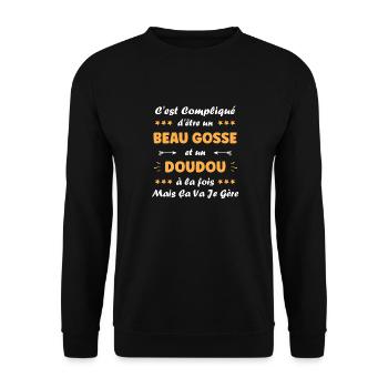 doudou - Sweat-shirt Unisexe - noir - Devant - Alina (178cm) & Michal (187cm)