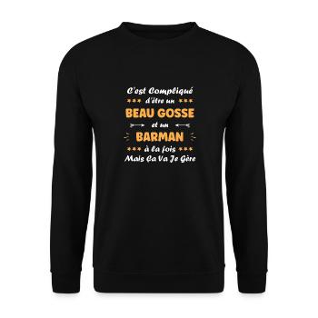 barman - Sweat-shirt Unisexe - noir - Devant - Alina (178cm) & Michal (187cm)