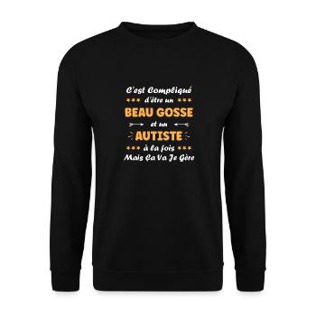 autiste - Sweat-shirt Unisexe - noir - Devant - Alina (178cm) & Michal (187cm)
