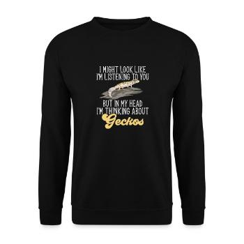 Leopardgecko Reptil Haustier Gecko - Unisex Pullover - Schwarz - Vorne - Alina (178cm) & Michal (187cm)