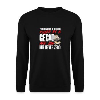 Leopardgecko Reptil Haustier Gecko - Unisex Pullover - Schwarz - Vorne - Alina (178cm) & Michal (187cm)