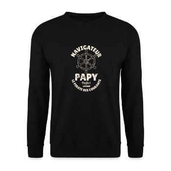 Papy navigateur ! - Sweat-shirt Unisexe - noir - Devant - Alina (178cm) & Michal (187cm)