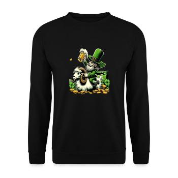 Aries Riding Leprechaun (Irish Leprechaun) - Unisex Sweatshirt - black - Front - Alina (178cm) & Michal (187cm)