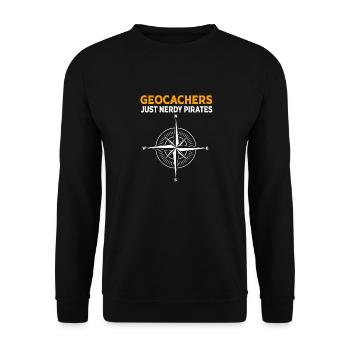 Geocaching Geocache Geocacher - Unisex Pullover - Schwarz - Vorne - Alina (178cm) & Michal (187cm)