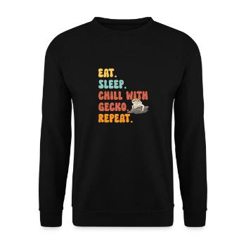 Leopardgecko Reptil Haustier Gecko - Unisex Pullover - Schwarz - Vorne - Alina (178cm) & Michal (187cm)