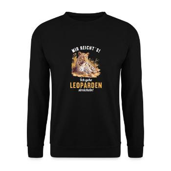 Leoparden Leopard - Unisex Pullover - Schwarz - Vorne - Alina (178cm) & Michal (187cm)