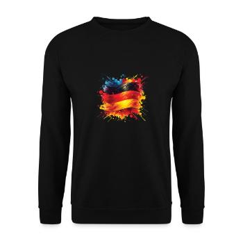 Fahne Deutschland Flagge für Sport Fan - Unisex Pullover - Schwarz - Vorne - Alina (178cm) & Michal (187cm)