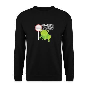 J’attends juste le bus parce que ma voiture s’amuse à crapauder - Sweat-shirt Unisexe - noir - Devant - Alina (178cm) & Michal (187cm)