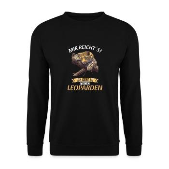 Leoparden Leopard - Unisex Pullover - Schwarz - Vorne - Alina (178cm) & Michal (187cm)