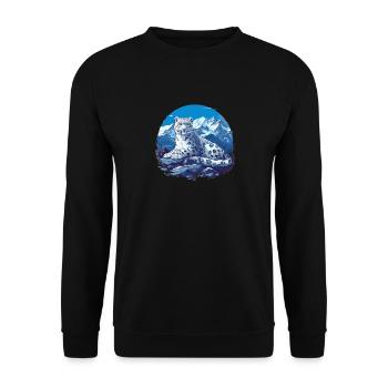 Snow Leopard Schneeleoparden Schneeleopard - Unisex Sweatshirt - black - Front - Alina (178cm) & Michal (187cm)