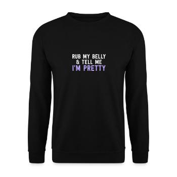 Reib Meinen Bauch Und Sag Mir, dass Ich Hübsch bin - Lustige Katze - Unisex Pullover - Schwarz - Vorne - Alina (178cm) & Michal (187cm)