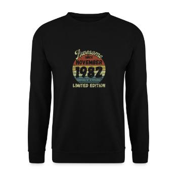 Awesome since November 1982 - Birthday - Unisex Sweatshirt - black - Front - Alina (178cm) & Michal (187cm)