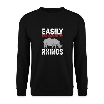 Nashorn Rhino Einhorn - Unisex Pullover - Schwarz - Vorne - Alina (178cm) & Michal (187cm)