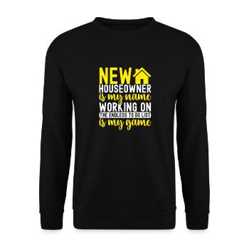 Hausbesitzer Einweihungsparty - Unisex Pullover - Schwarz - Vorne - Alina (178cm) & Michal (187cm)