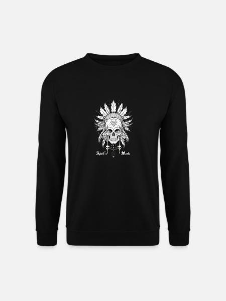 TOTENKOPF UND FEDERN, ZEICHEN DES GEISTES - Unisex Pullover - Schwarz