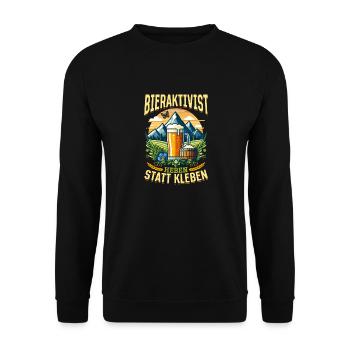 Bieraktivist Heben statt Kleben – Partyspaß - Unisex Pullover - Schwarz - Vorne - Alina (178cm) & Michal (187cm)