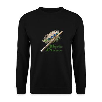 FLUTE FEATHER, MYSTIC PLUME - Unisex Sweatshirt - black - Front - Alina (178cm) & Michal (187cm)