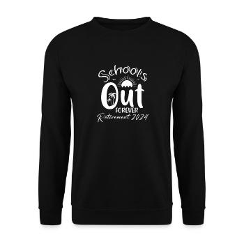 School's Out Forever Retired Teacher Gift - Unisex Pullover - Schwarz - Vorne - Alina (178cm) & Michal (187cm)