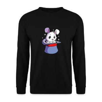 Zauberer Magie Magier Hase - Unisex Pullover - Schwarz - Vorne - Alina (178cm) & Michal (187cm)