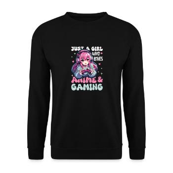 Anime Girl Kawaii Gamer Anime Lover - Unisex Pullover - Schwarz - Vorne - Alina (178cm) & Michal (187cm)