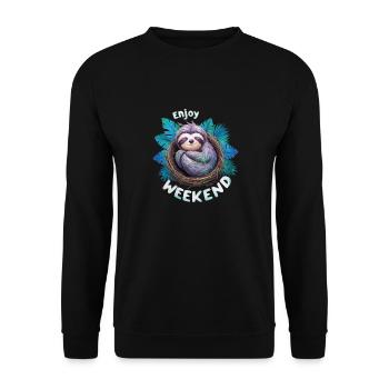 WOCHENENDE GENIESSEN - Unisex Pullover - Schwarz - Vorne - Alina (178cm) & Michal (187cm)