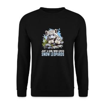 Snow Leopard Schneeleoparden Schneeleopard - Unisex Sweatshirt - black - Front - Alina (178cm) & Michal (187cm)