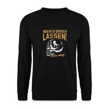 Röntgen Schwarzer Humor und makaberer Stil - Unisex Pullover - Schwarz - Vorne - Alina (178cm) & Michal (187cm)