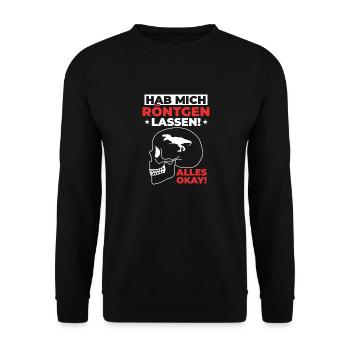 Röntgen Schwarzer Humor und makaberer Stil - Unisex Pullover - Schwarz - Vorne - Alina (178cm) & Michal (187cm)