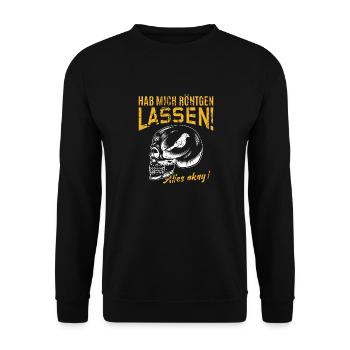 Röntgen Schwarzer Humor und makaberer Stil - Unisex Pullover - Schwarz - Vorne - Alina (178cm) & Michal (187cm)