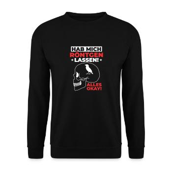 Röntgen Schwarzer Humor und makaberer Stil - Unisex Pullover - Schwarz - Vorne - Alina (178cm) & Michal (187cm)