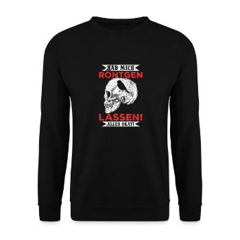 Röntgen Schwarzer Humor und makaberer Stil - Unisex Pullover - Schwarz - Vorne - Alina (178cm) & Michal (187cm)