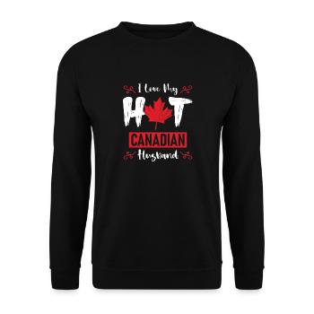 I Love My Hot Husband Canadian Maple Leaf Canada - Unisex Pullover - Schwarz - Vorne - Alina (178cm) & Michal (187cm)