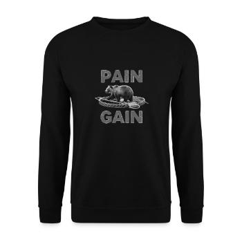 AUF BÄRENFALLEN TRETEN, SCHMERZGEWINN - Unisex Pullover - Schwarz - Vorne - Alina (178cm) & Michal (187cm)