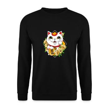Porte-bonheur Maneki Neko Japon - Sweat-shirt Unisexe - noir - Devant - Alina (178cm) & Michal (187cm)