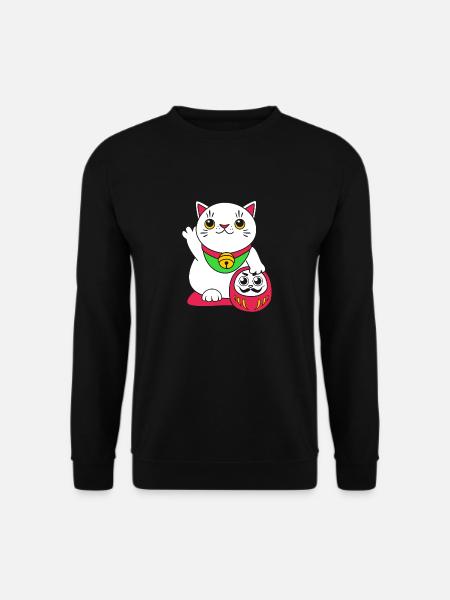 Maneki Neko Japan Lucky Charm - Unisex Sweatshirt - black