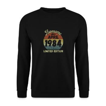Awesome since April 1984 - Birthday - Unisex Sweatshirt - black - Front - Alina (178cm) & Michal (187cm)
