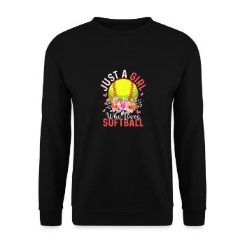 Just A Girl Who Loves Softball Baseball Team - Unisex Sweatshirt - black - Front - Alina (178cm) & Michal (187cm)