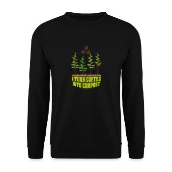 Ich verwandle Kaffee in Kompost Blue Planet - Unisex Pullover - Schwarz - Vorne - Alina (178cm) & Michal (187cm)