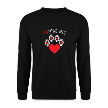Pawsitive Vibes Cute Pawprints And Hearts Animal - Unisex Sweatshirt - black - Front - Alina (178cm) & Michal (187cm)