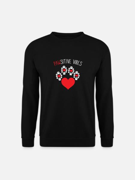 Pfotenschwingungen Niedliche Pfotenabdrücke Und Herzen Tier - Unisex Pullover - Schwarz
