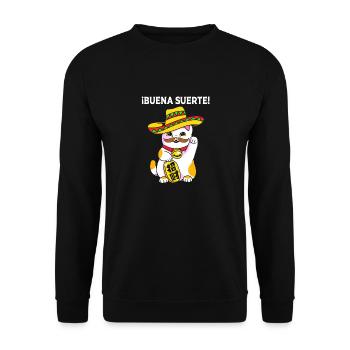 Porte-bonheur Maneki Neko Japon - Sweat-shirt Unisexe - noir - Devant - Alina (178cm) & Michal (187cm)