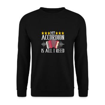 Akkordeon Instrument Akkordeonspieler - Unisex Pullover - Schwarz - Vorne - Alina (178cm) & Michal (187cm)