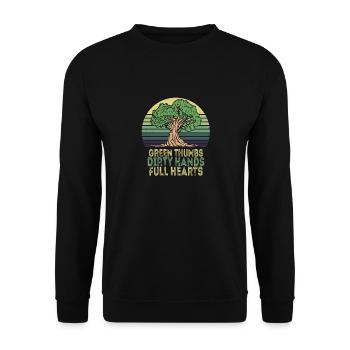 Grüne Daumen Schmutzige Hände Volle Herzen - Unisex Pullover - Schwarz - Vorne - Alina (178cm) & Michal (187cm)