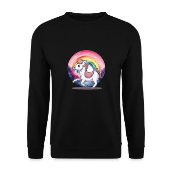 Arc-en-ciel Cheval Chevaux Enfant Enfants Poney - Sweat-shirt Unisexe - noir - Devant - Alina (178cm) & Michal (187cm)