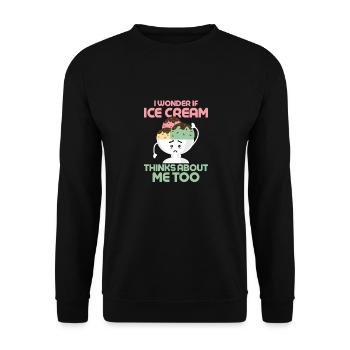 Je me demande si Ice Cream pense aussi à moi Cone Sc - Sweat-shirt Unisexe - noir - Devant - Alina (178cm) & Michal (187cm)